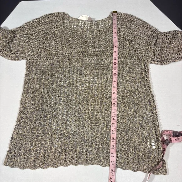 Dressbarn Open Crochet Knit Khaki Top NEW with tags Size XL Coverup Beachy - Picture 12 of 12